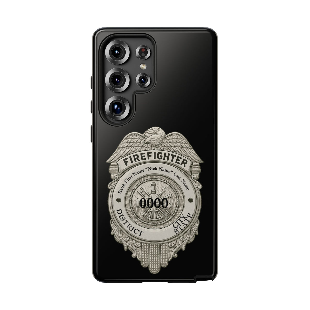Firefighter Badge Tough Phone Case — Personalized Station Number Design