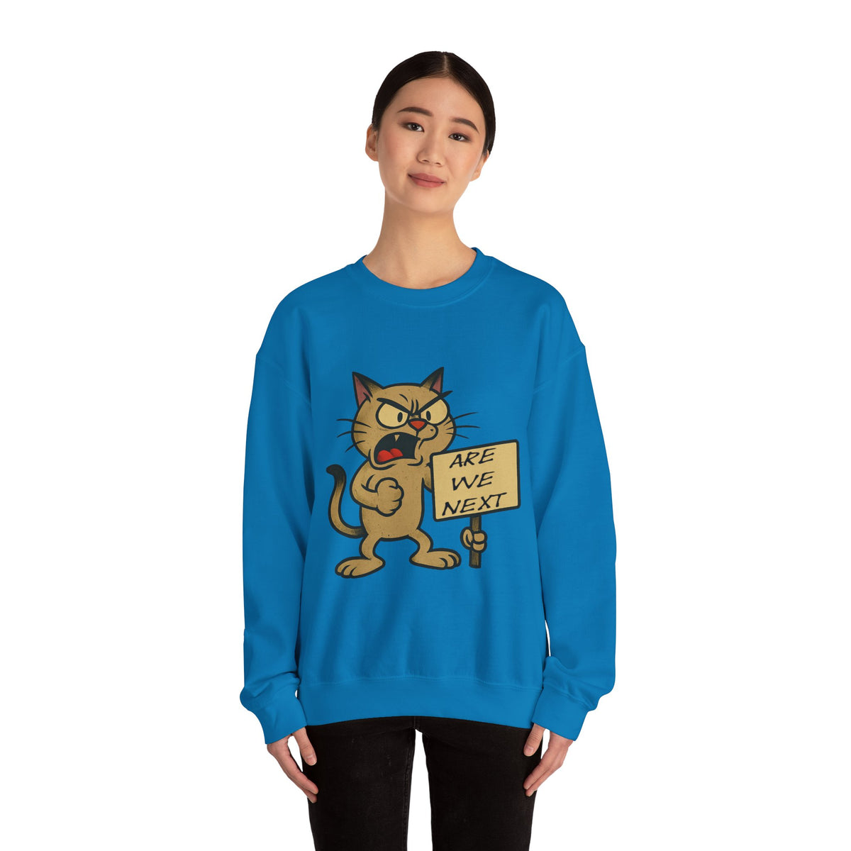 Are We Next – Angry Cat Protest Crewneck Sweatshirt