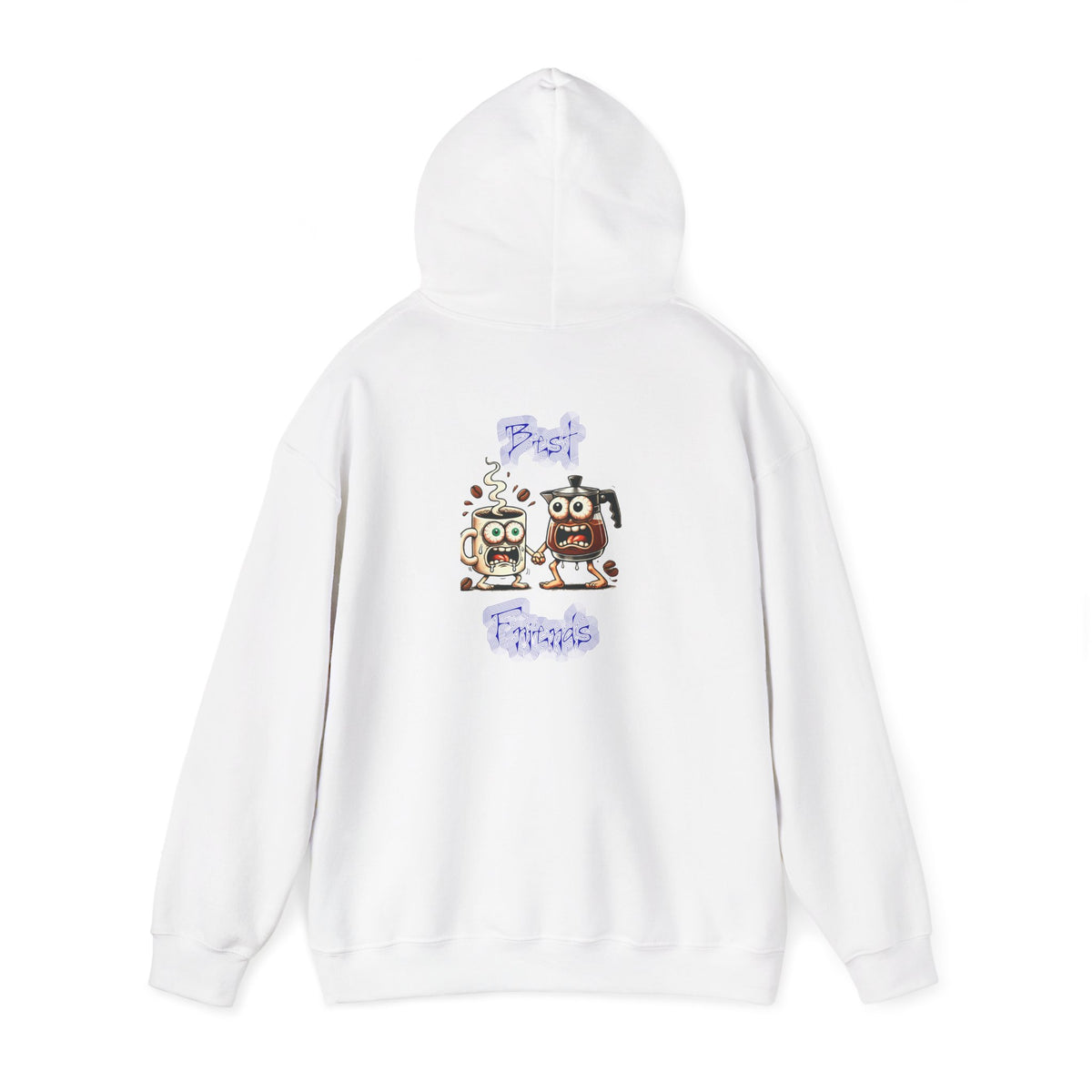Coffee & Coffee Pot Friends Graphic Hoodie — Cute Cartoon Coffee & Coffee Pot "Best Friends" Pullover