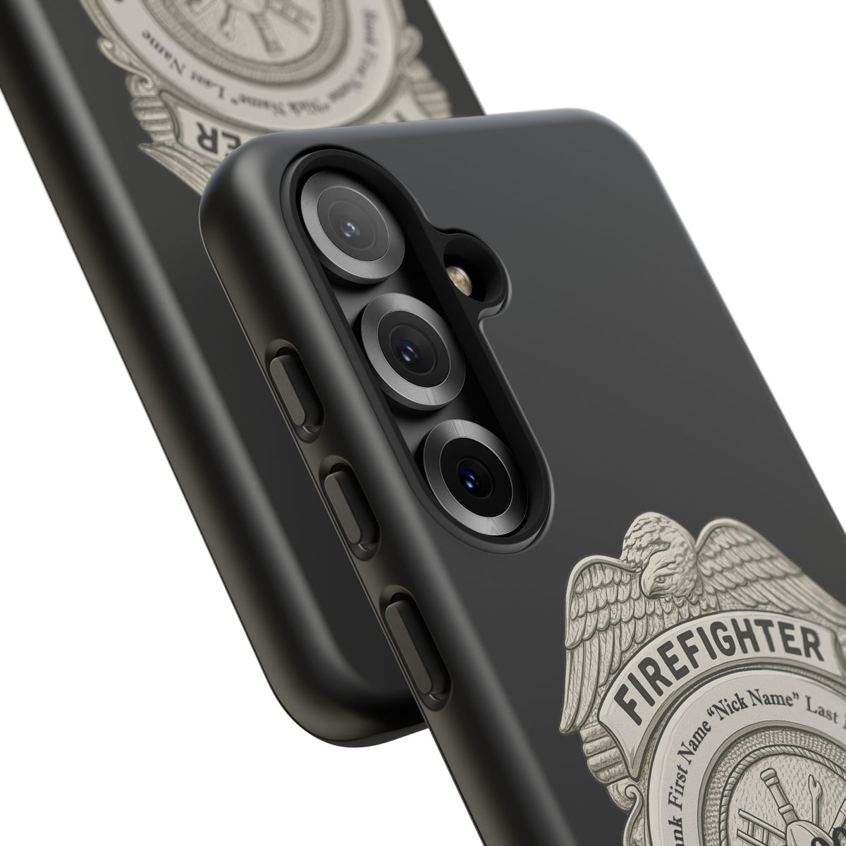 Firefighter Badge Tough Phone Case — Personalized Station Number Design