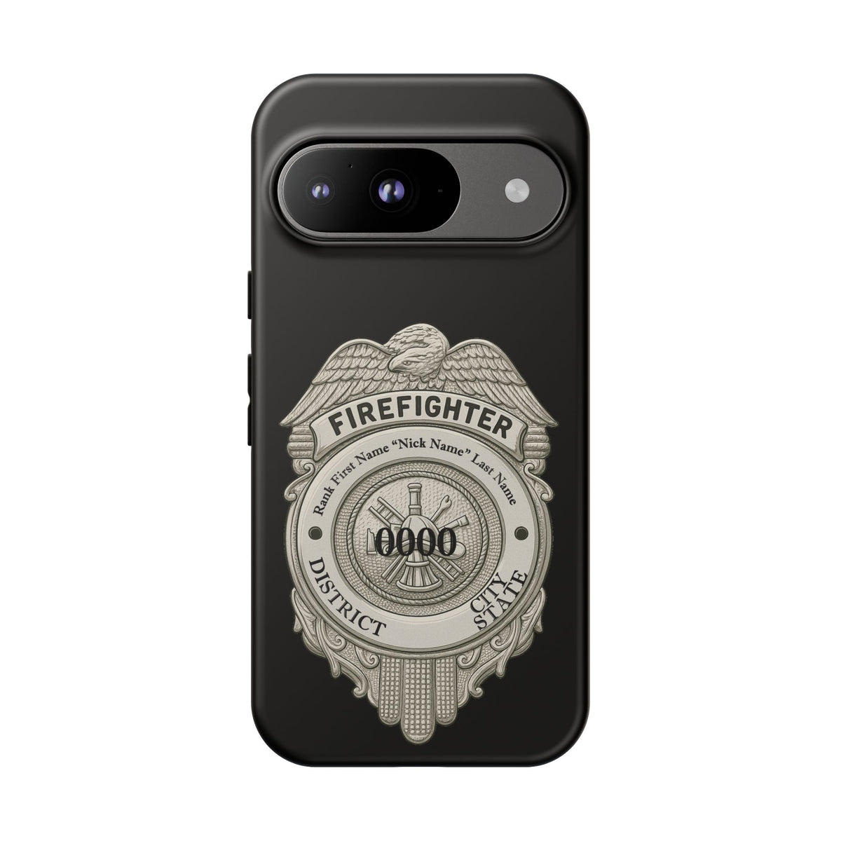 Firefighter Badge Tough Phone Case — Personalized Station Number Design