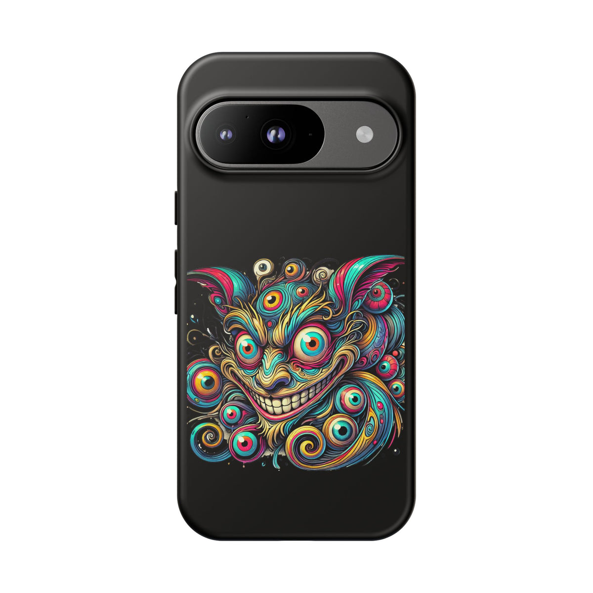 Psychedelic Mischief Phone Case — Colorful Grinning Monster Design