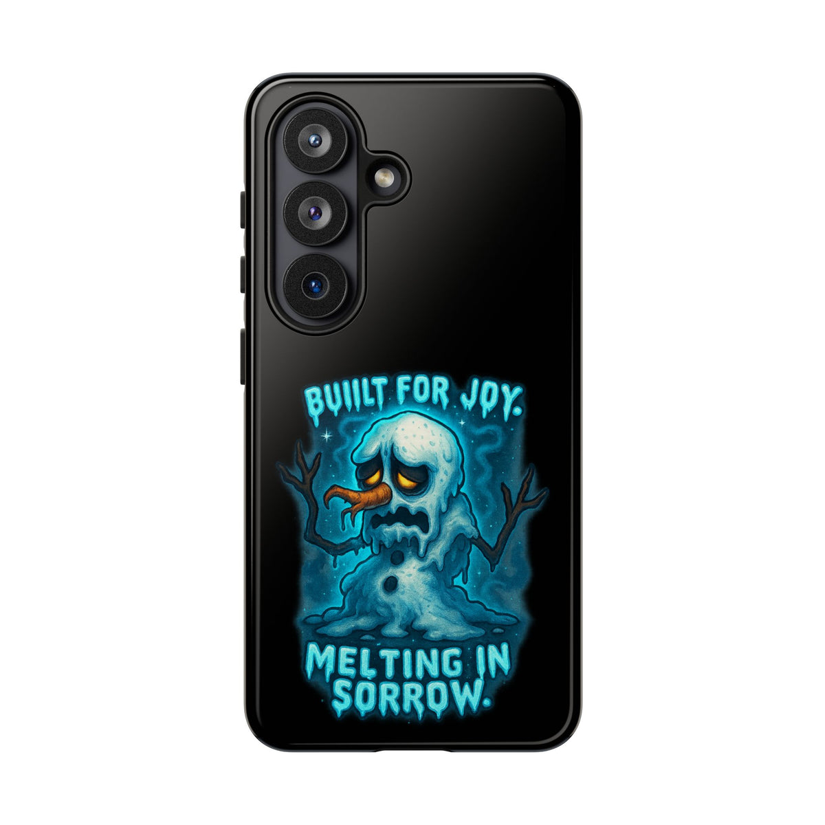 Phone Case — 'Built for Joy, Melting in Sorrow' Blue Melting Snowman Protective Case