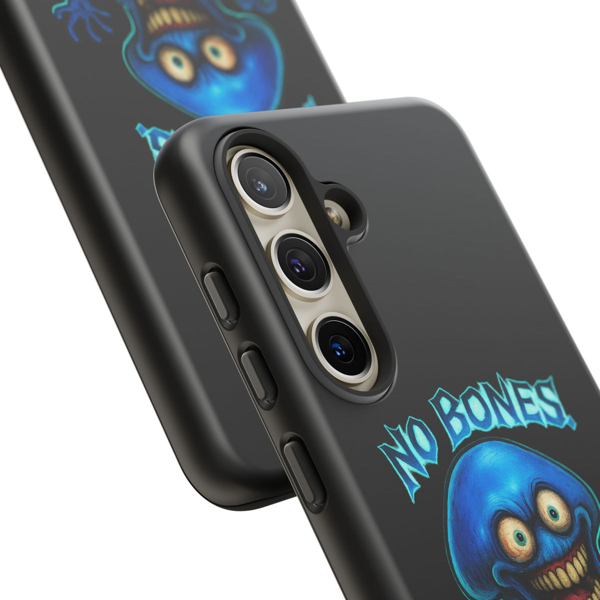 Phone Case — 'No Bones, No Chill, No Mercy' Blue Jellyfish Horror Design