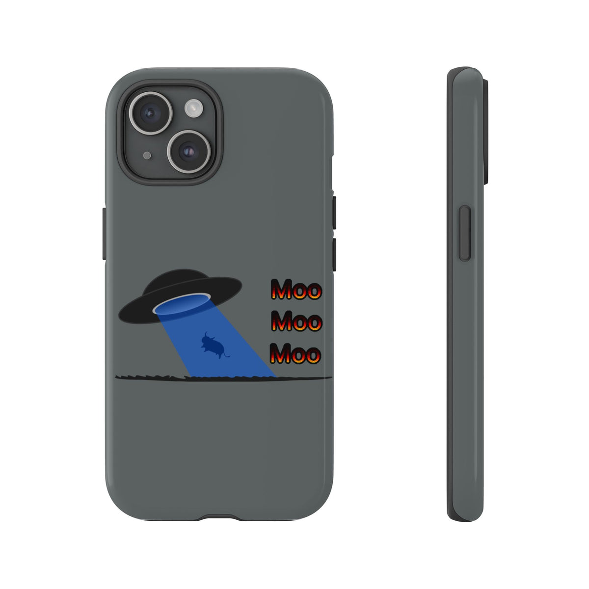 Phone Case — Funny UFO Cow Abduction Design with “Moo Moo Moo”