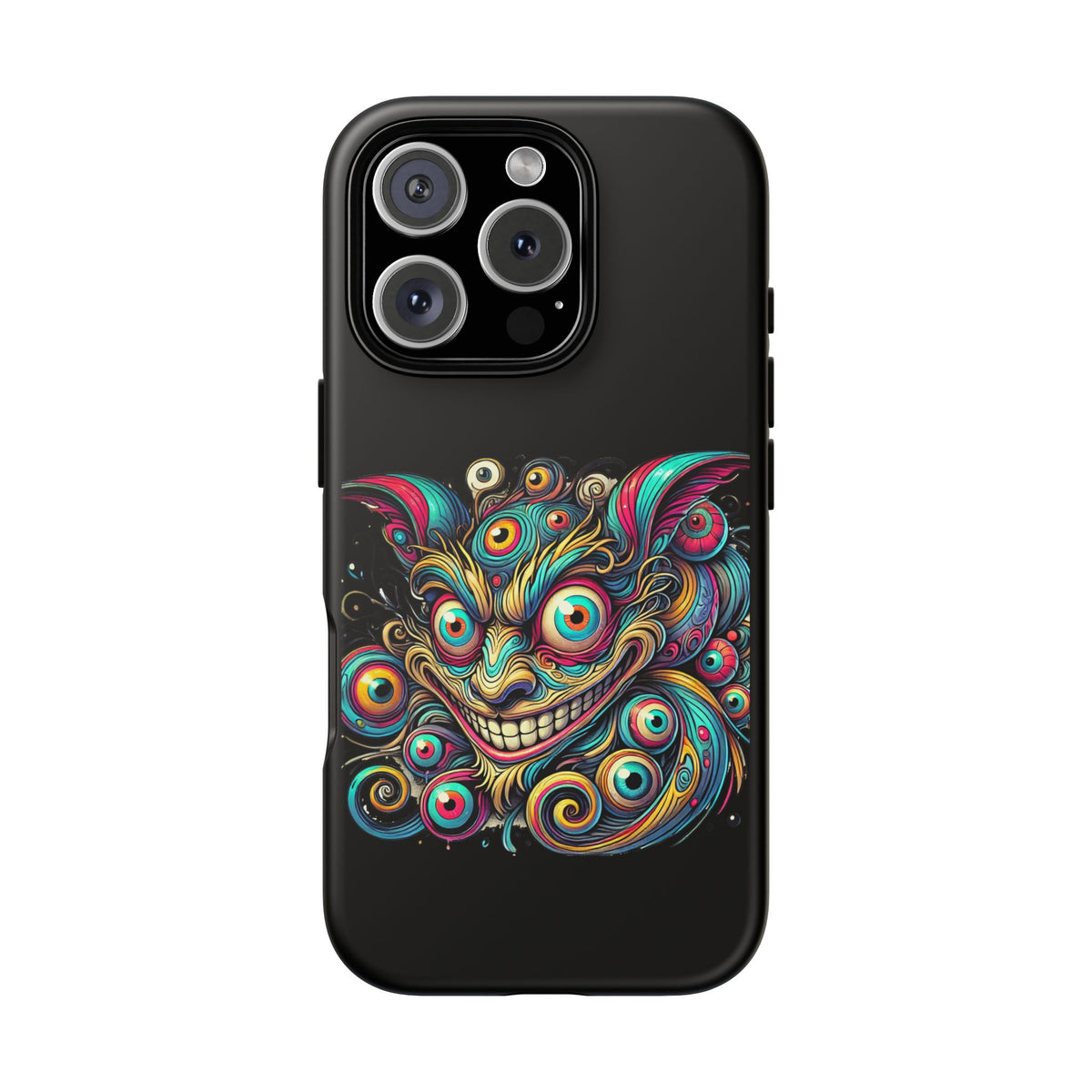 Psychedelic Mischief Phone Case — Colorful Grinning Monster Design