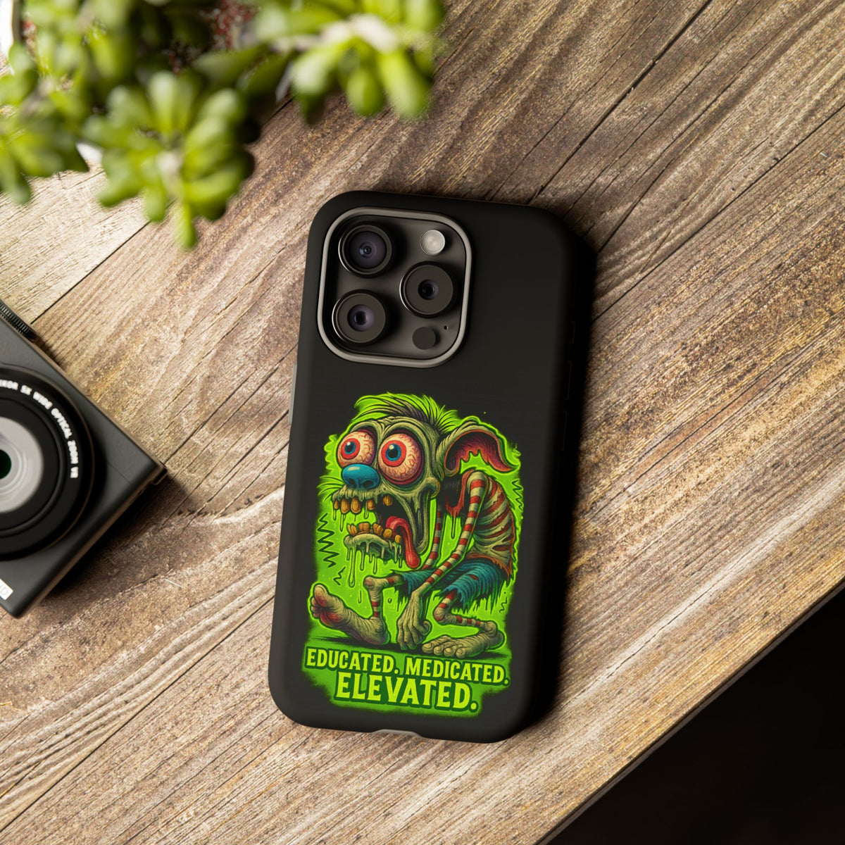 Phone Case — "Educated. Medicated. Elevated." Neon Monster Design