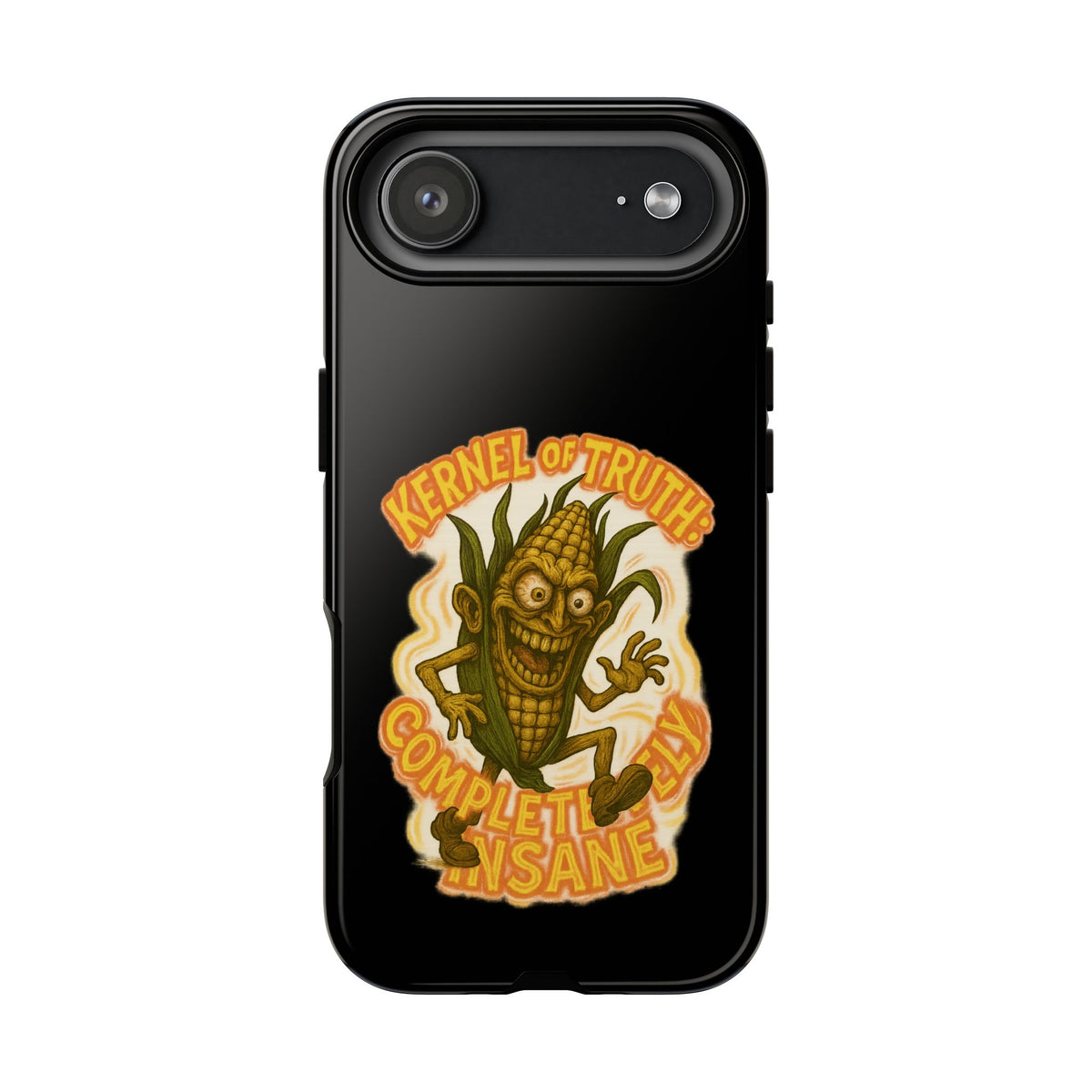 Corny Horror Phone Case - “Kernel of Truth, Completely Insane” Retro Corn Monster