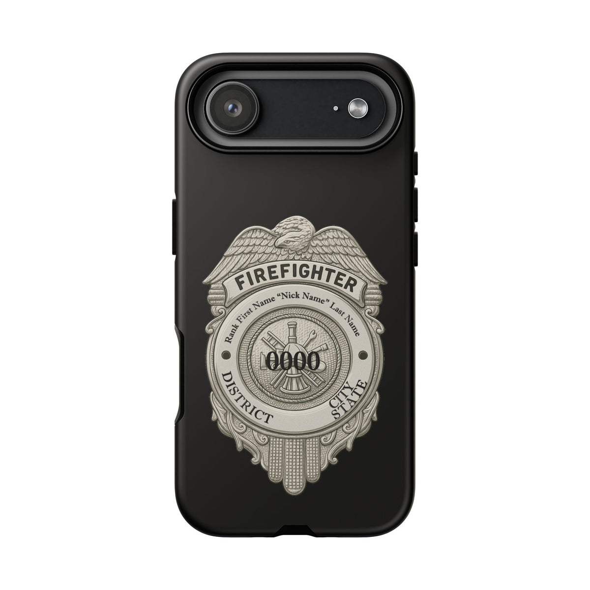 Firefighter Badge Tough Phone Case — Personalized Station Number Design