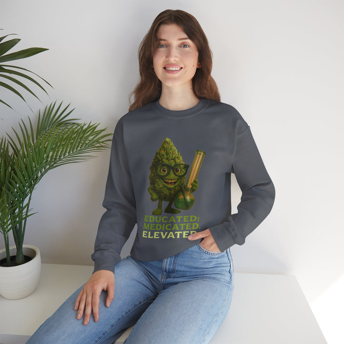 Educated. Medicated. Elevated. Crewneck Sweatshirt – Bud Edition