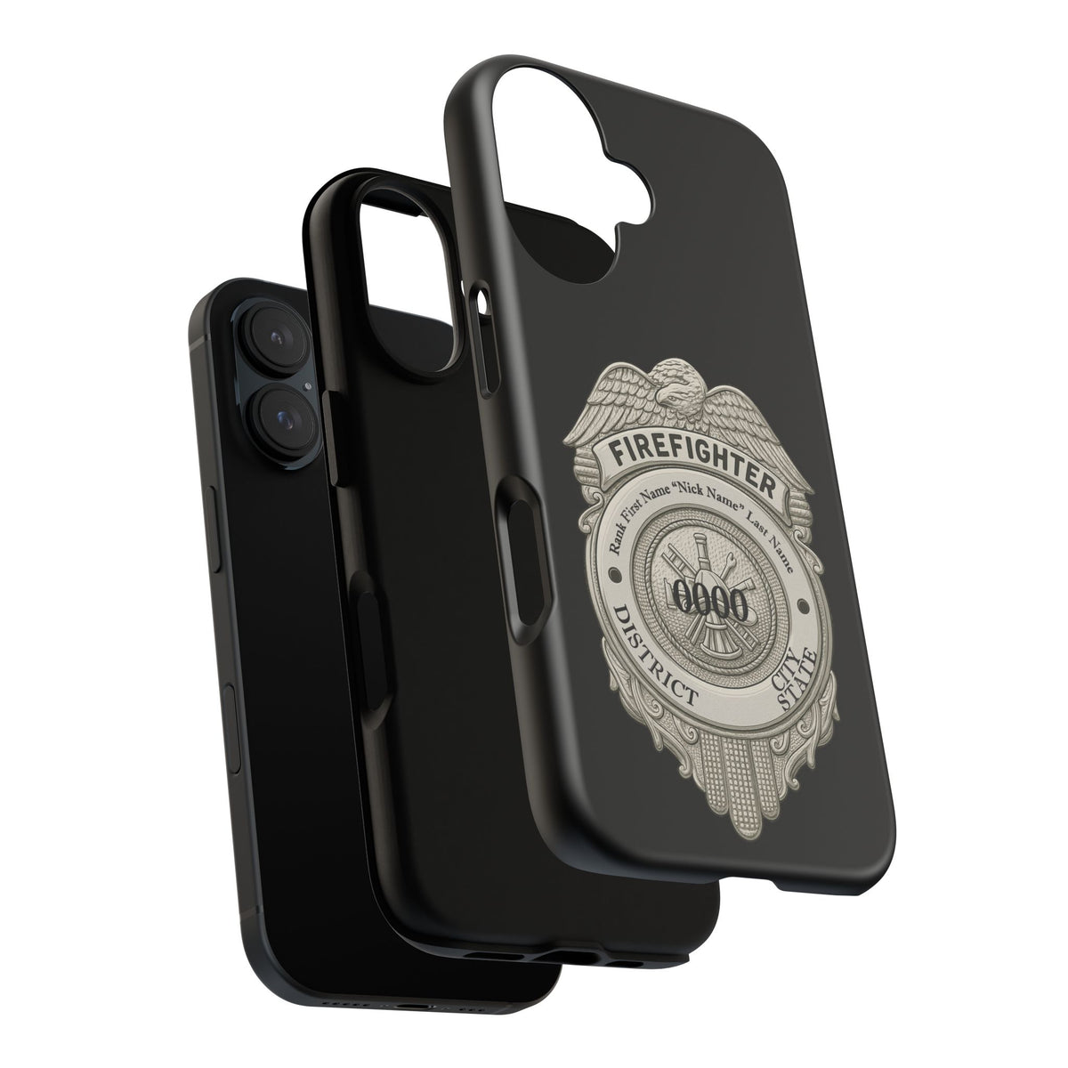 Firefighter Badge Tough Phone Case — Personalized Station Number Design
