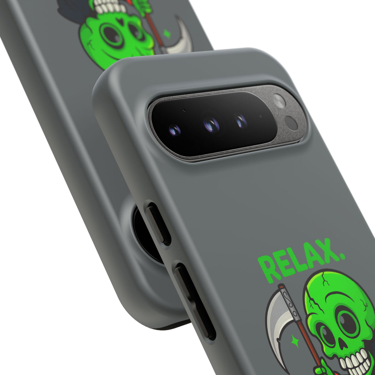 Phone Case — 'Relax. I Only Reap on Weekdays.' Cute Green Grim Reaper Protective Cover