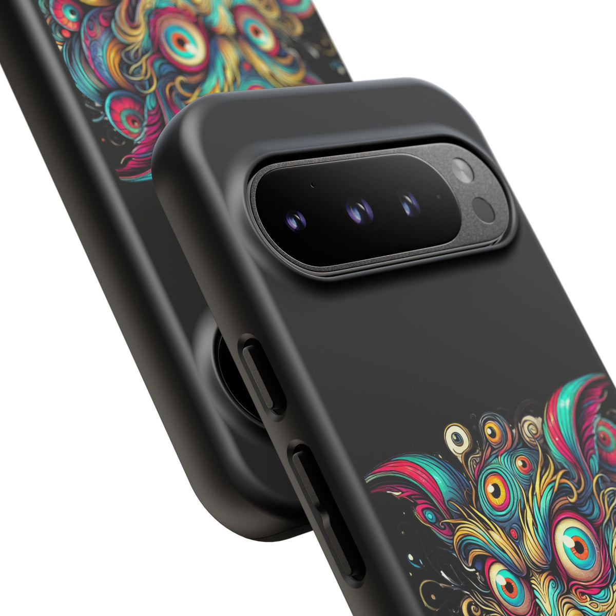 Psychedelic Mischief Phone Case — Colorful Grinning Monster Design