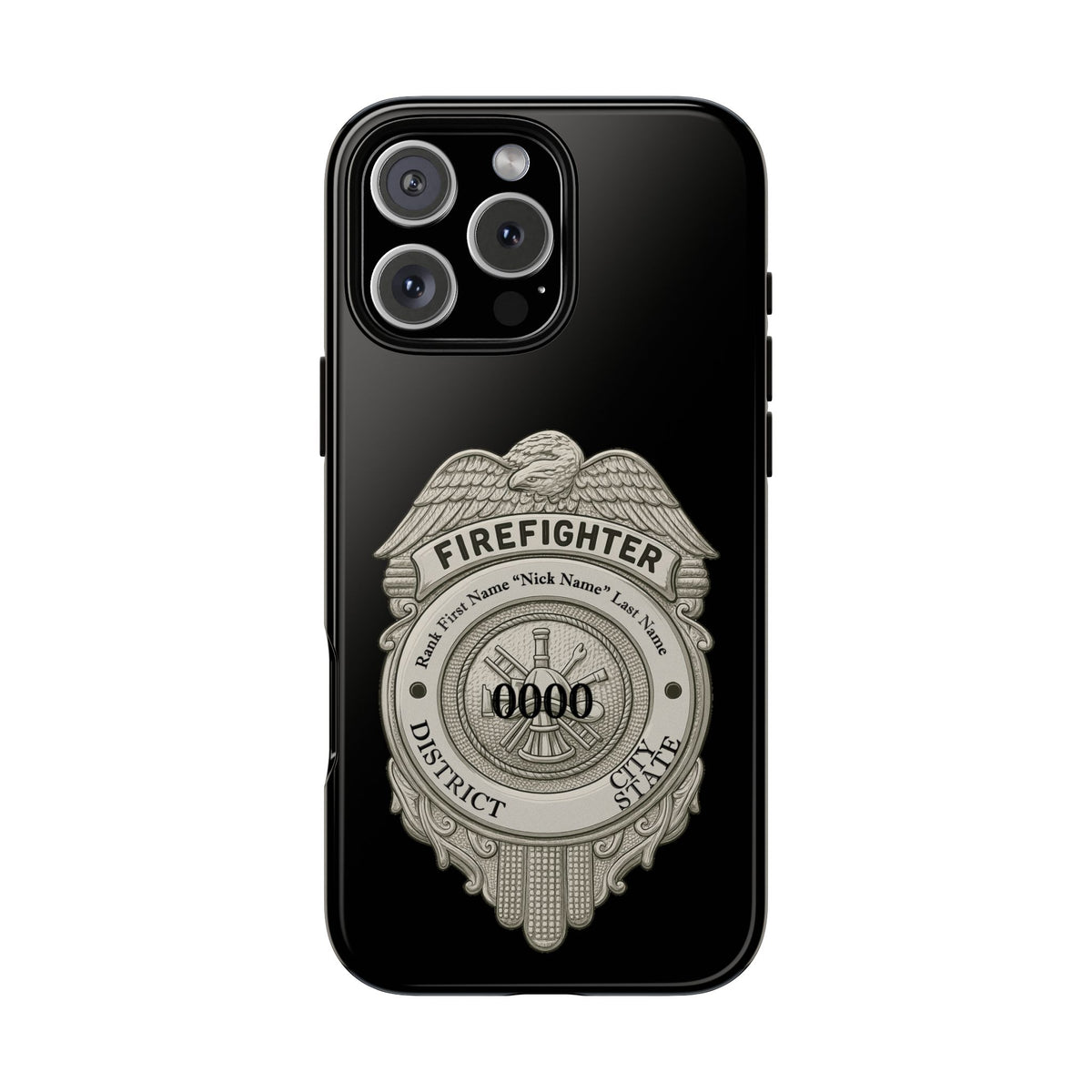 Firefighter Badge Tough Phone Case — Personalized Station Number Design