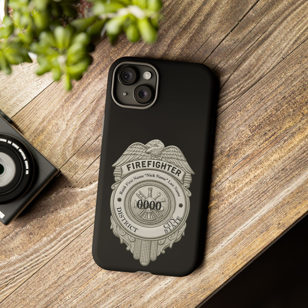 Firefighter Badge Tough Phone Case — Personalized Station Number Design