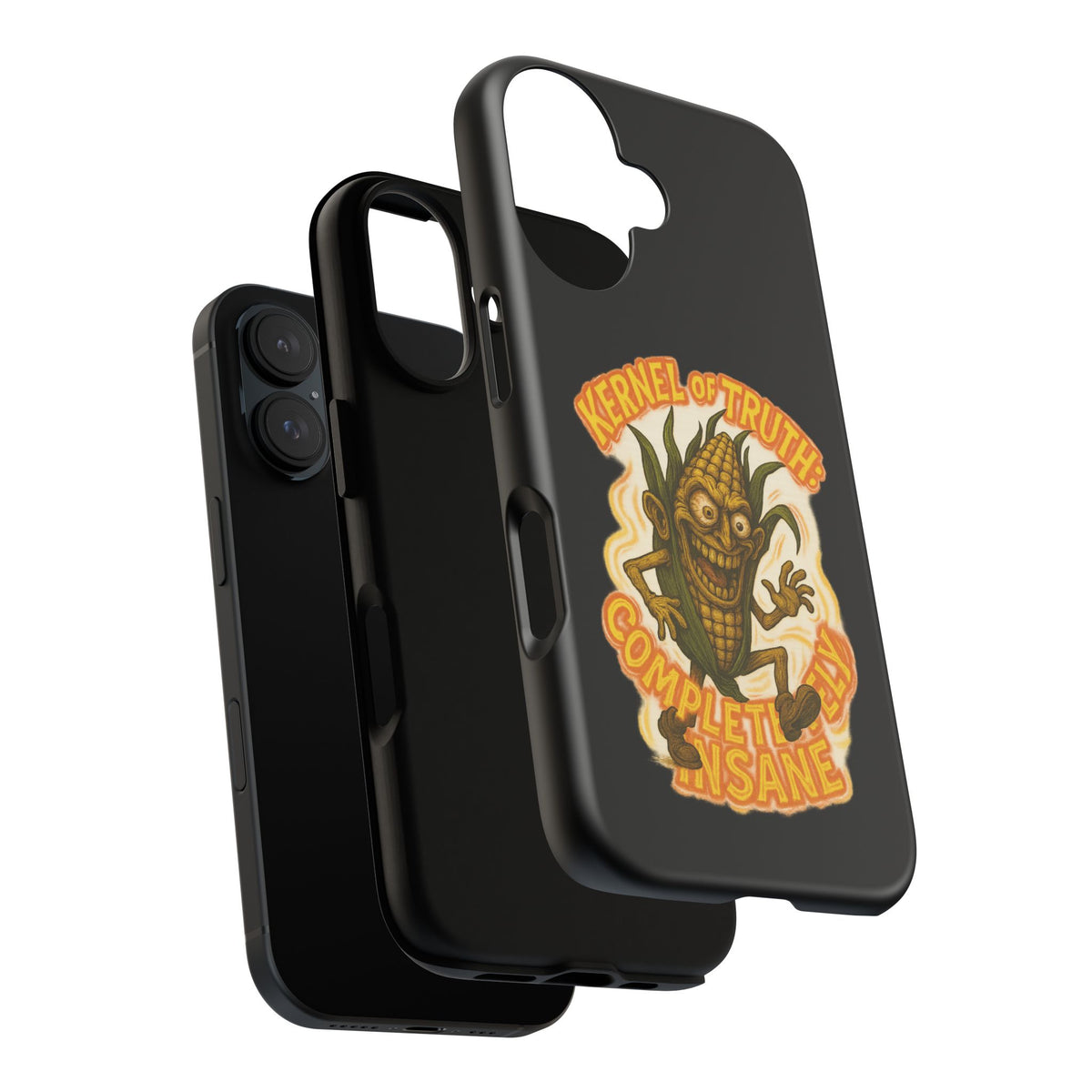 Corny Horror Phone Case - “Kernel of Truth, Completely Insane” Retro Corn Monster