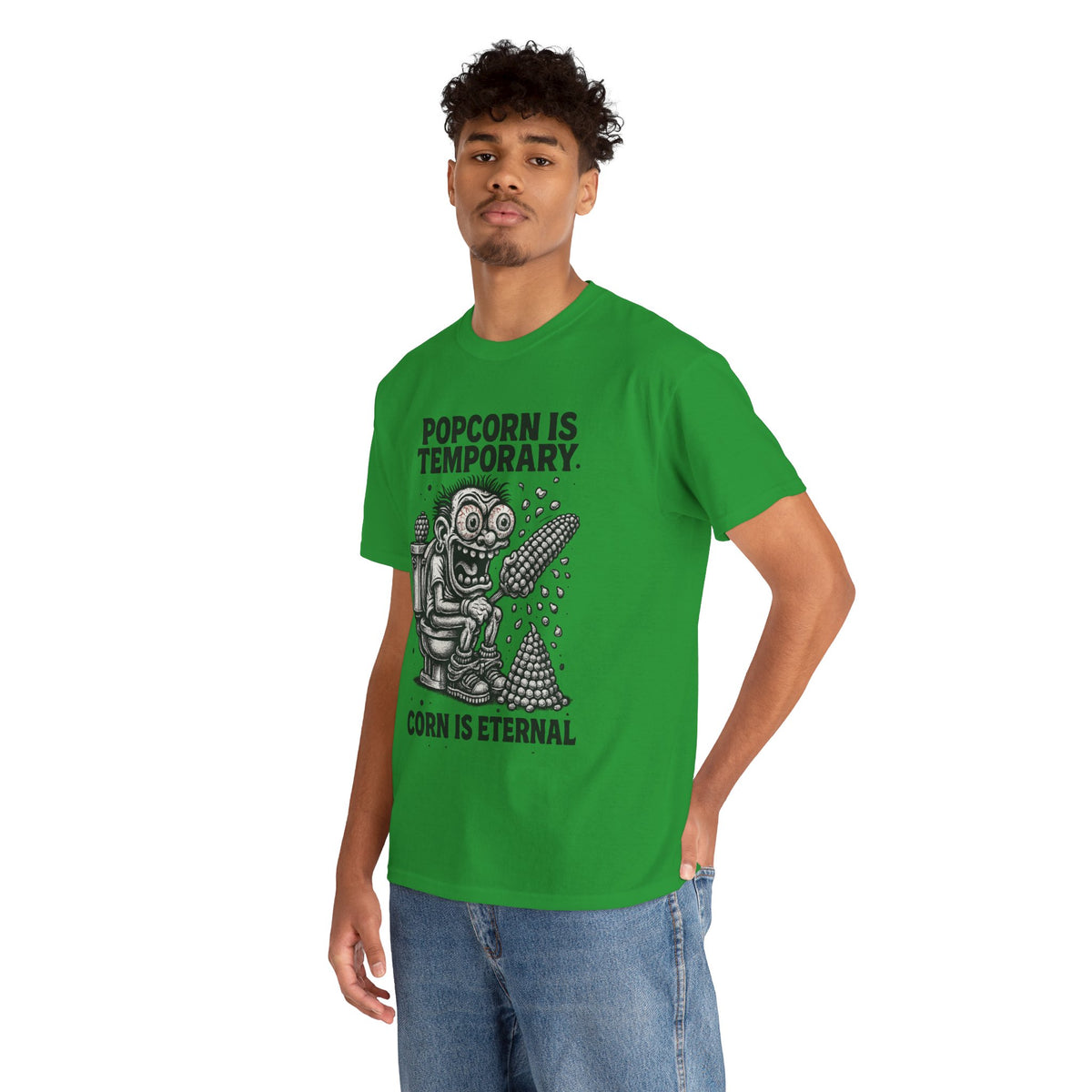 Popcorn Is Temporary Corn Is Eternal T-Shirt | Retro Skull Corn Design