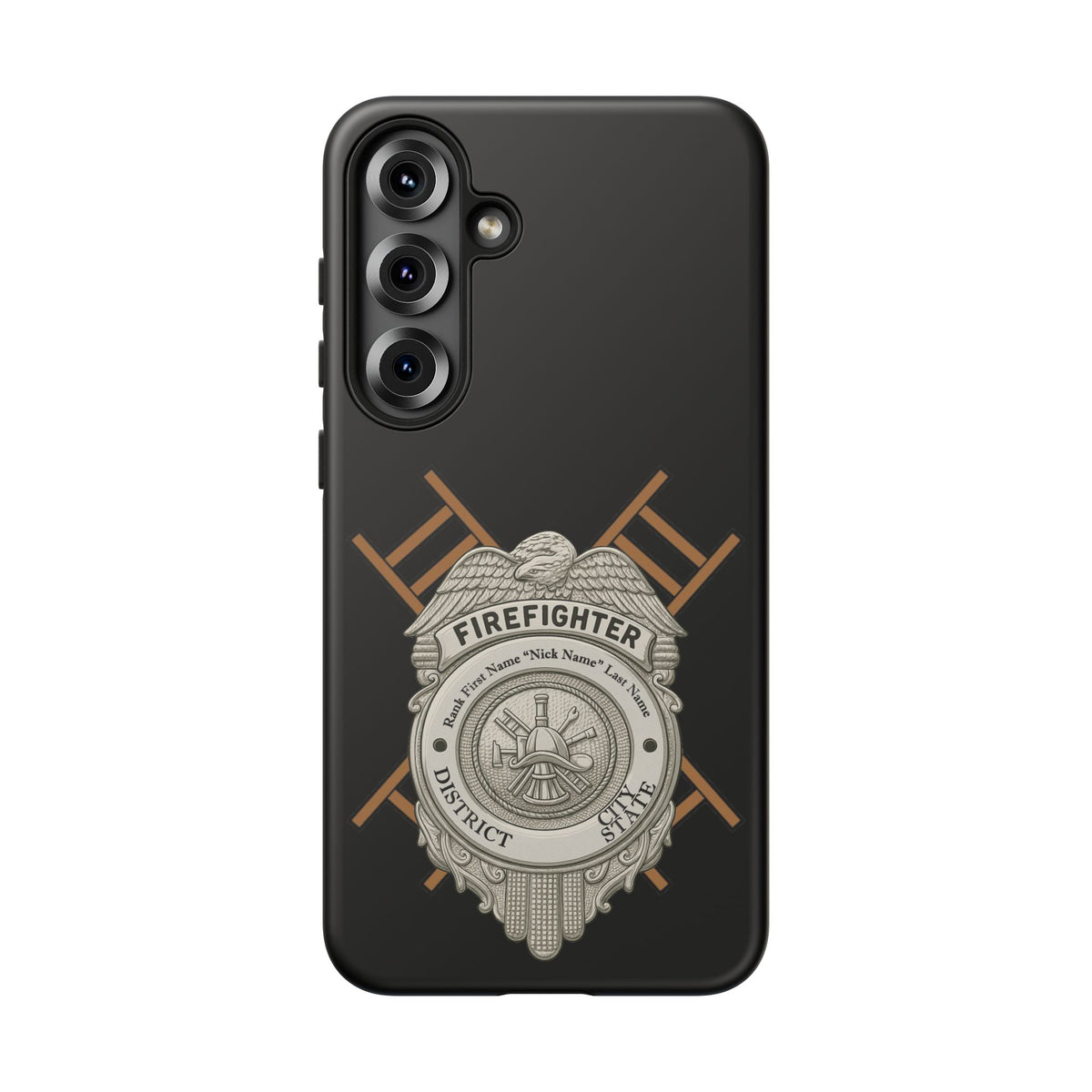Firefighter Badge Tough Phone Case — Firefighter Helmet & Ladders Protective Case