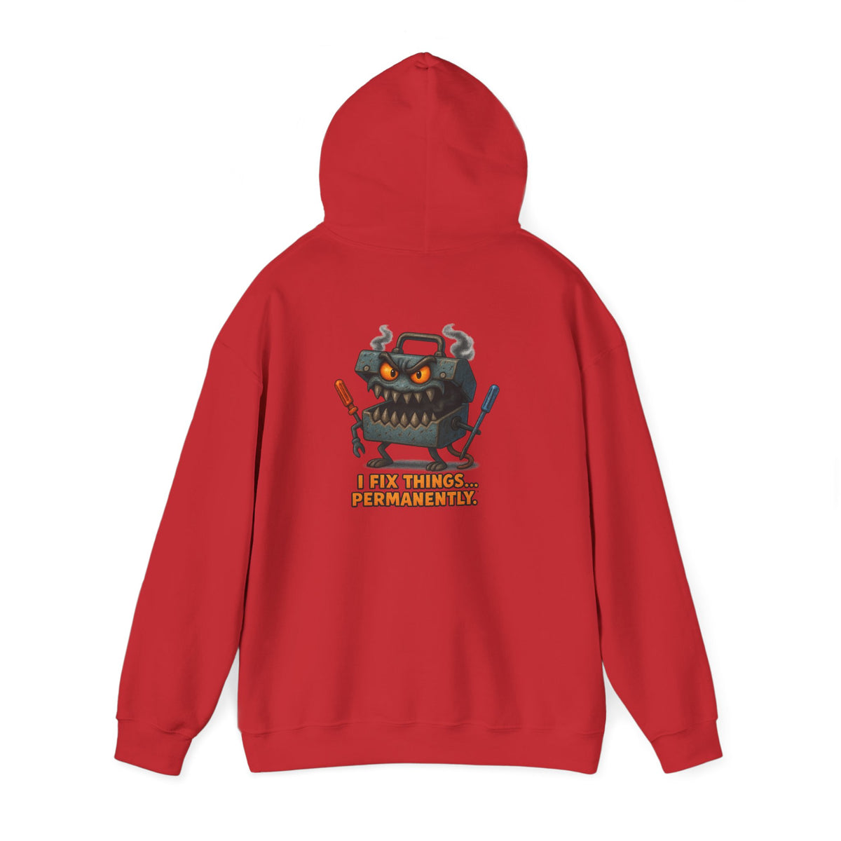 Robot Mechanic Hoodie — "I Fix Things... Permanently" Graphic Hooded Sweatshirt