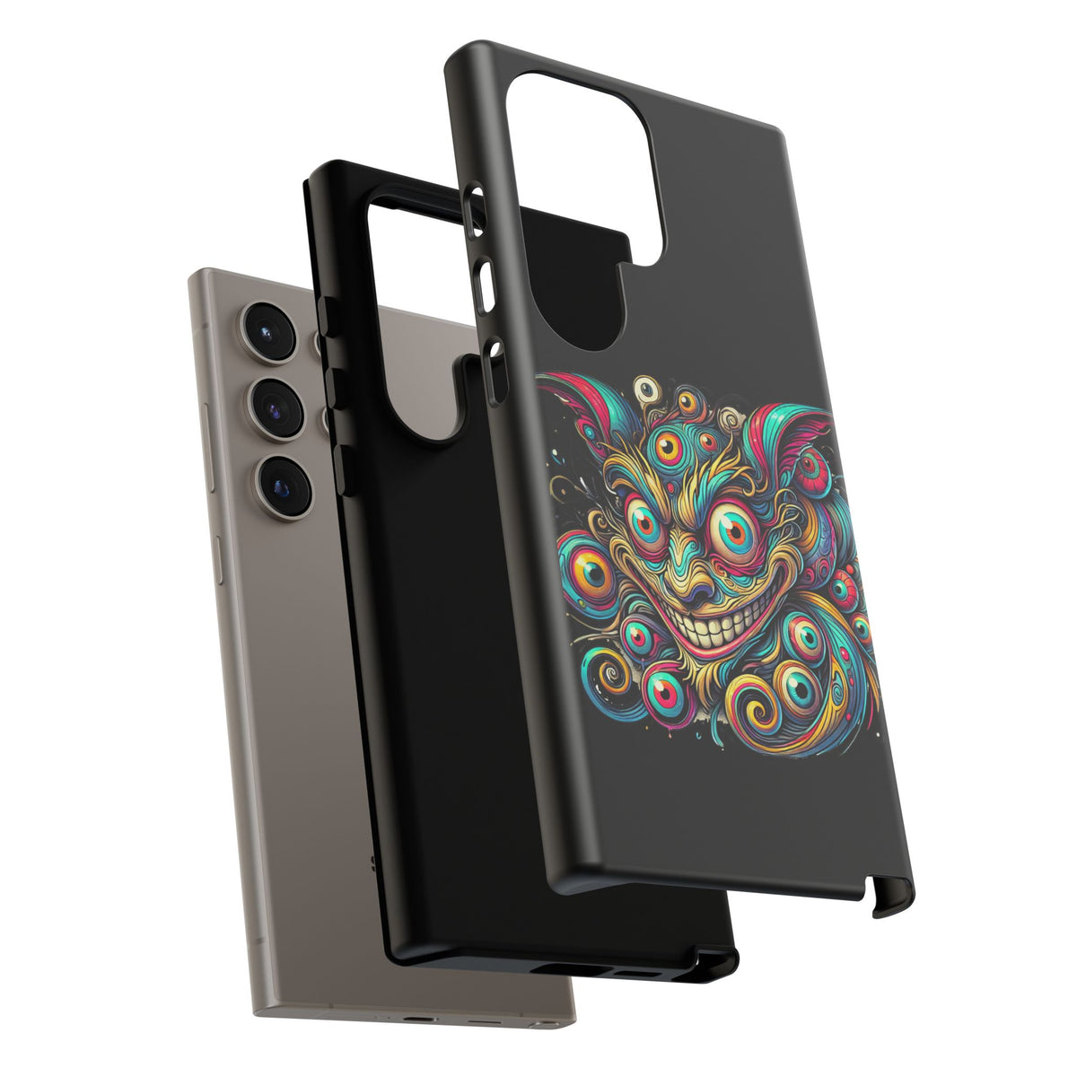 Psychedelic Mischief Phone Case — Colorful Grinning Monster Design