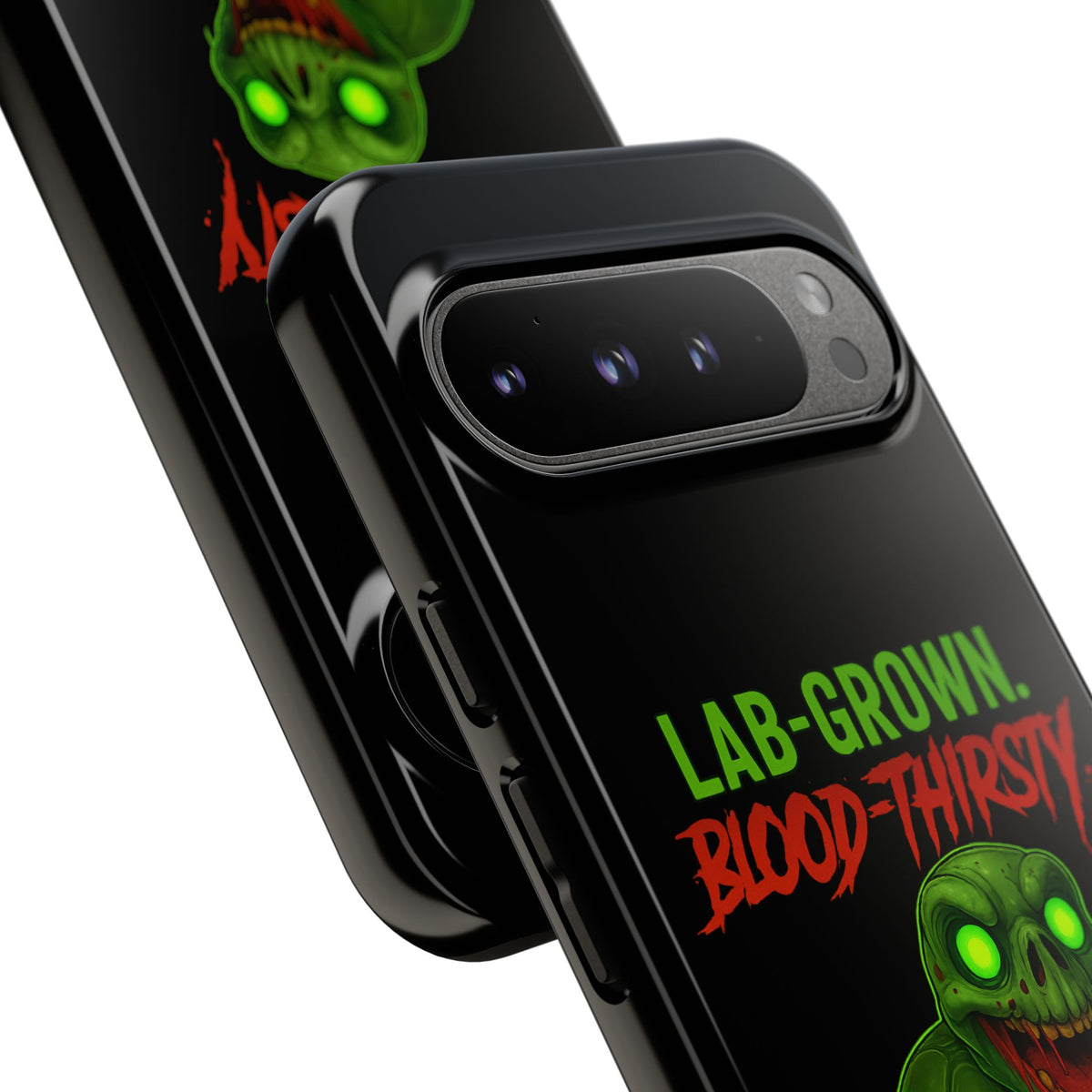 Phone Case — “Lab-Grown. Blood-Thirsty!” Green Monster Horror Design