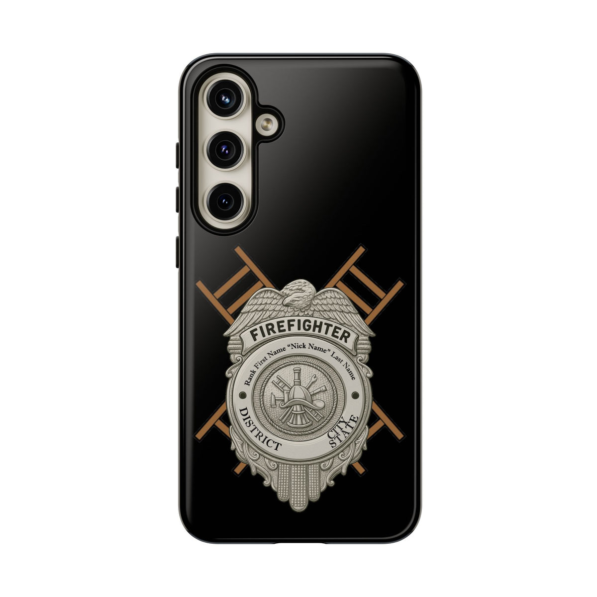 Firefighter Badge Tough Phone Case — Firefighter Helmet & Ladders Protective Case