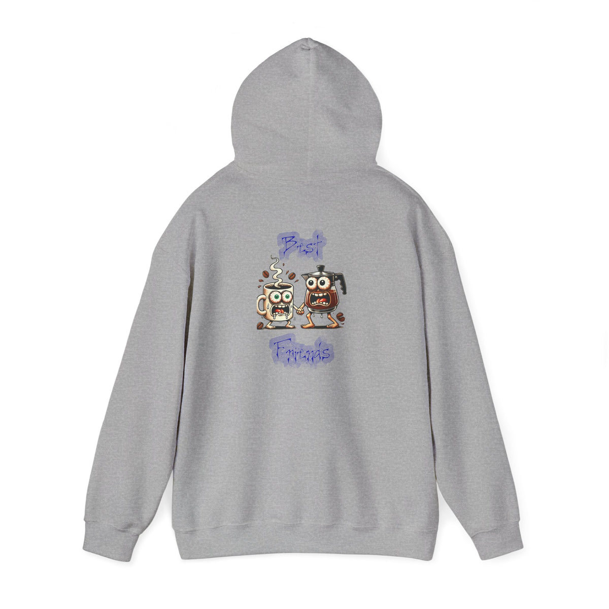 Coffee & Coffee Pot Friends Graphic Hoodie — Cute Cartoon Coffee & Coffee Pot "Best Friends" Pullover