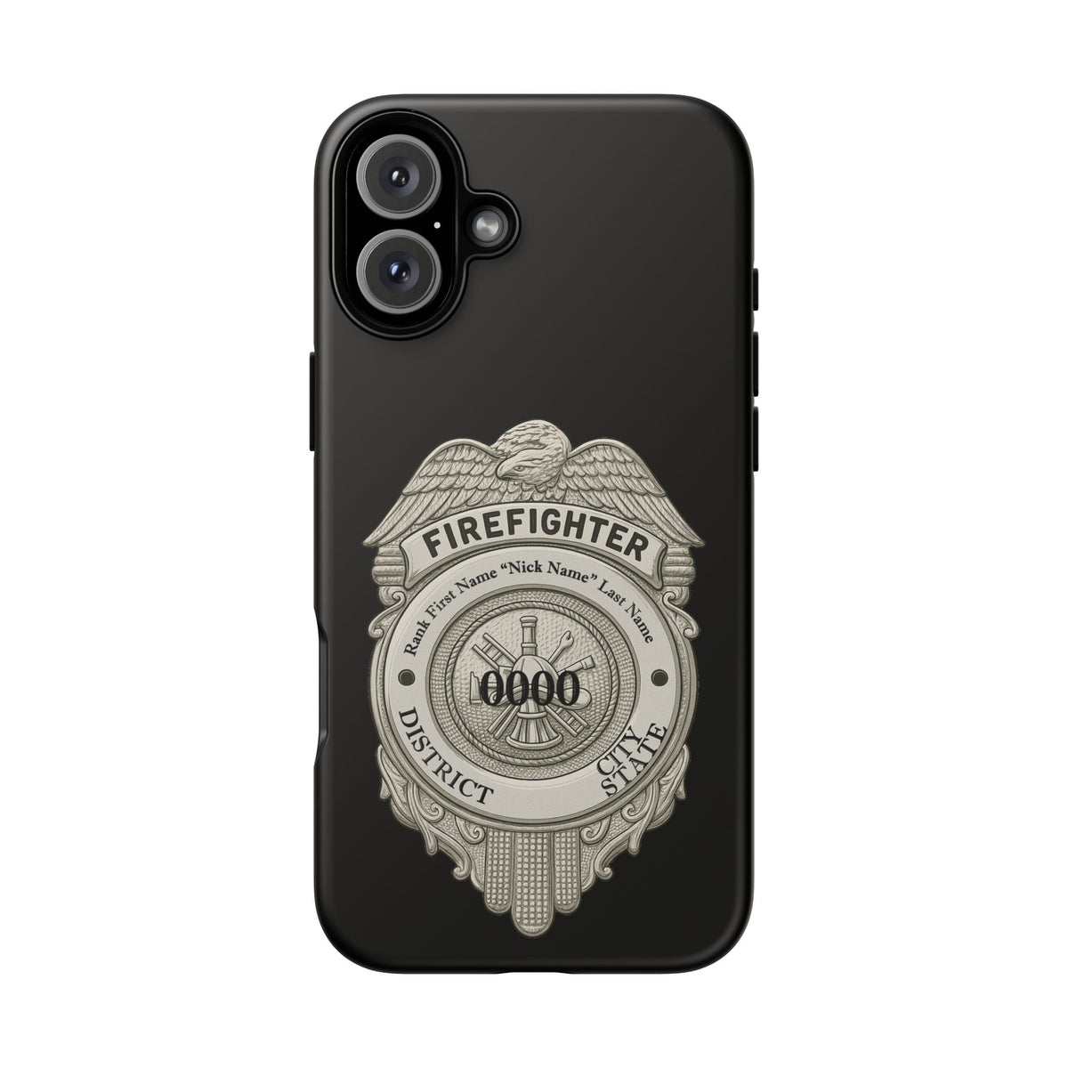 Firefighter Badge Tough Phone Case — Personalized Station Number Design
