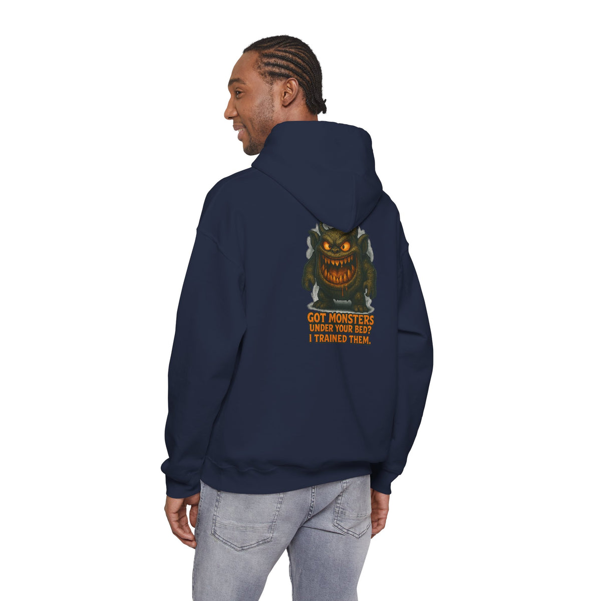 Hoodie — 'Got Monsters Under Your Bed? I Trained Them.' Scary Monster Graphic Pullover