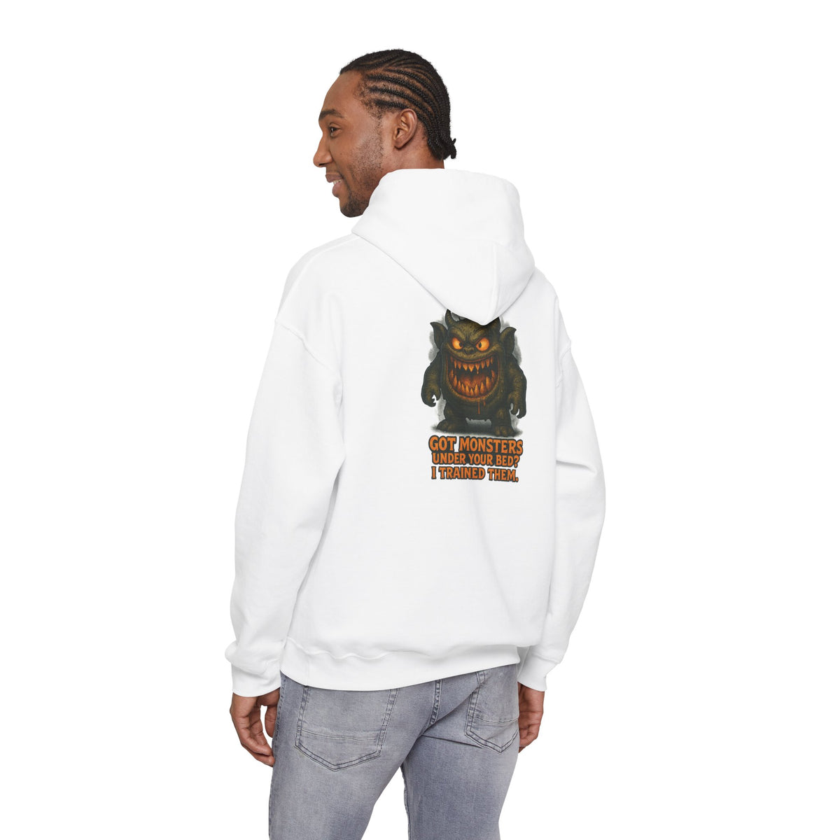 Hoodie — 'Got Monsters Under Your Bed? I Trained Them.' Scary Monster Graphic Pullover