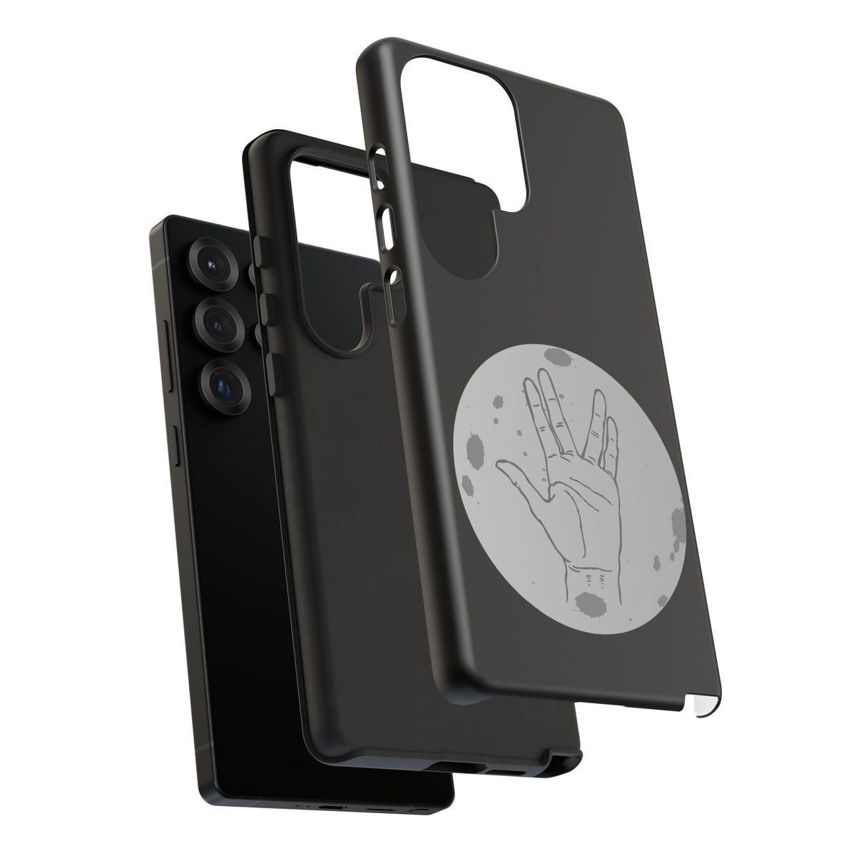 Spock Live Long Phone Case — Vulcan Salute Moon Graphic