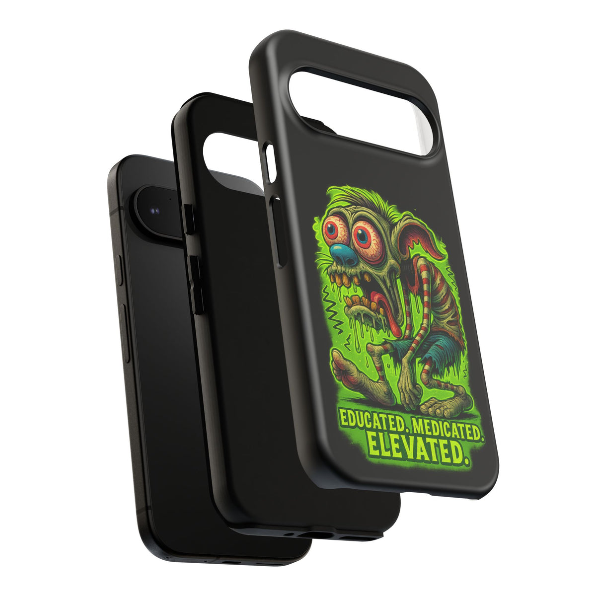 Phone Case — "Educated. Medicated. Elevated." Neon Monster Design