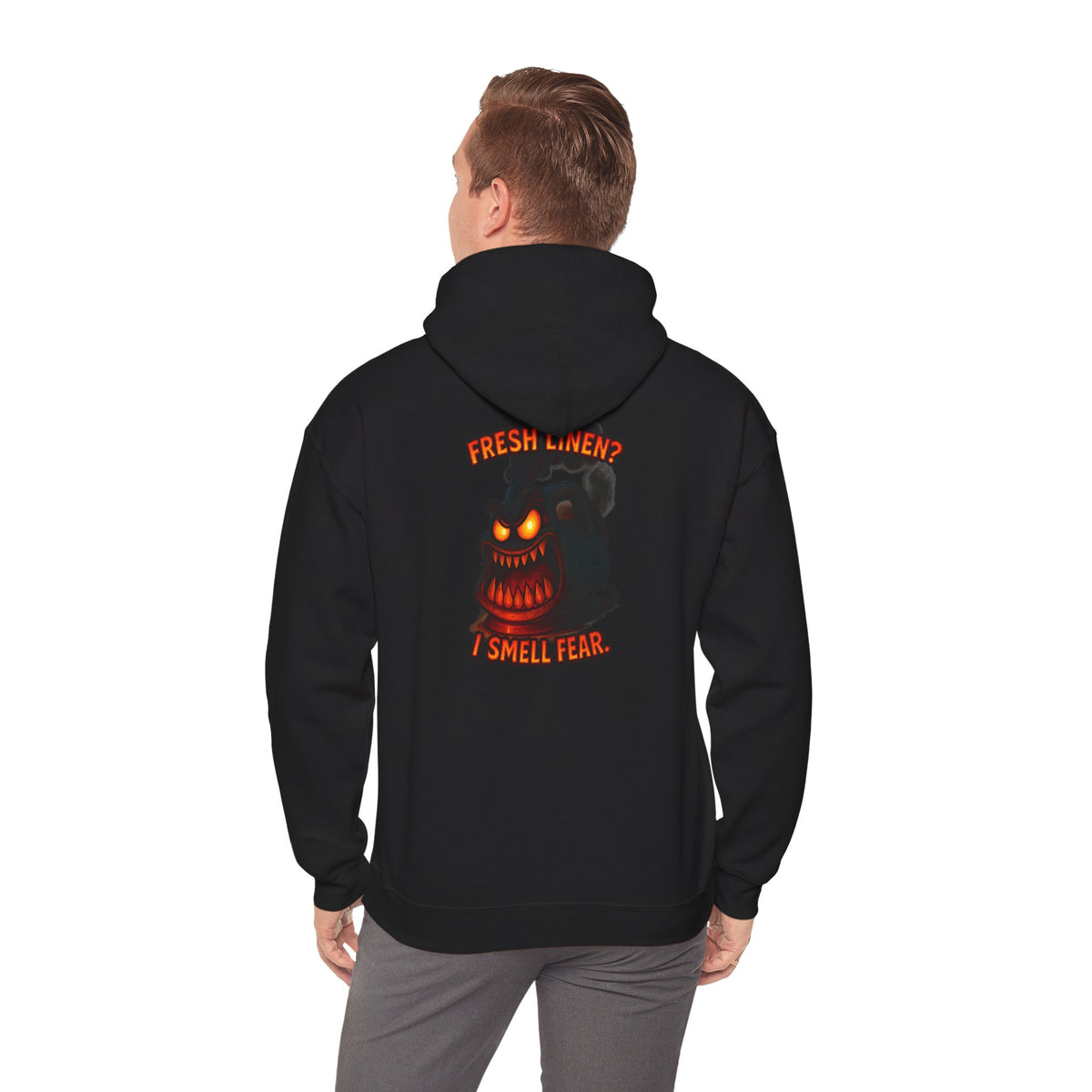 Horror Hoodie — 'Freshly Blended I Smell Fear' Graphic Back Sweatshirt