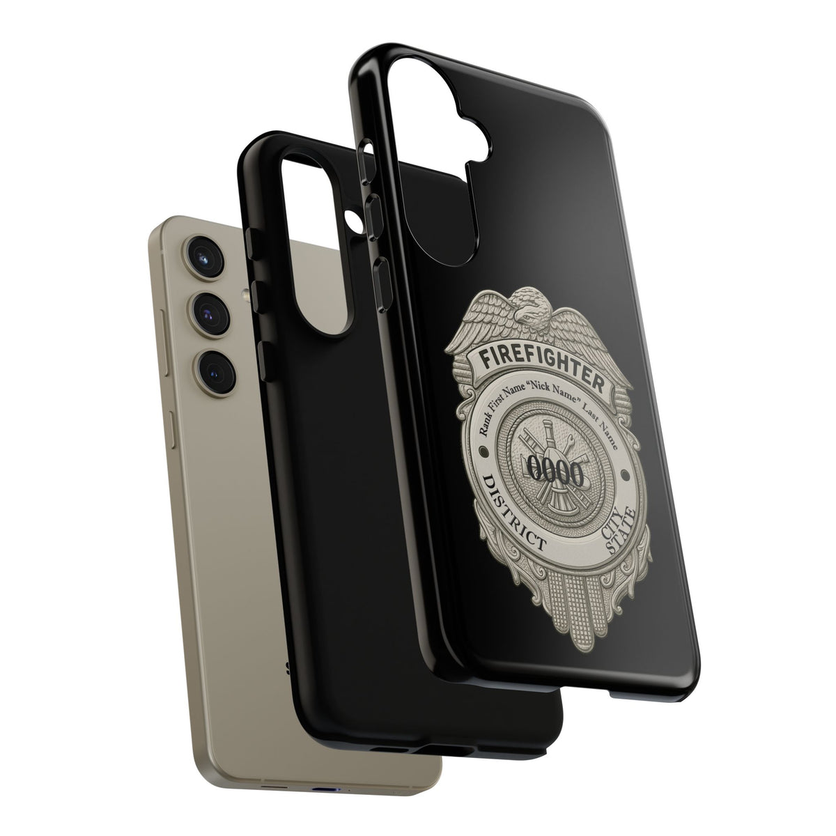 Firefighter Badge Tough Phone Case — Personalized Station Number Design