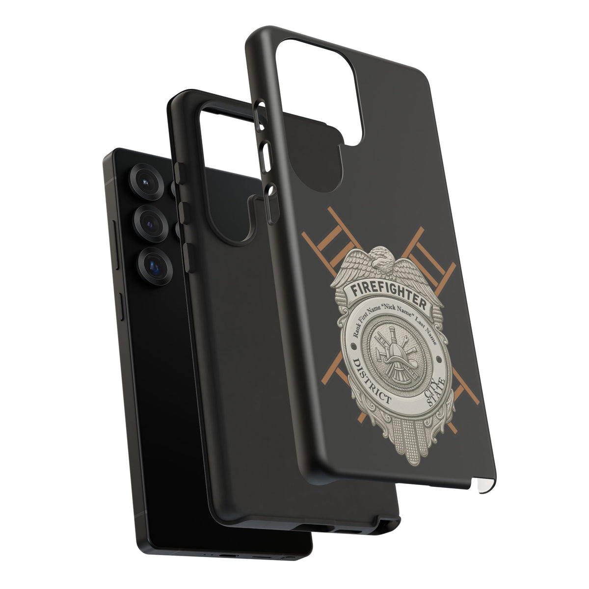 Firefighter Badge Tough Phone Case — Firefighter Helmet & Ladders Protective Case