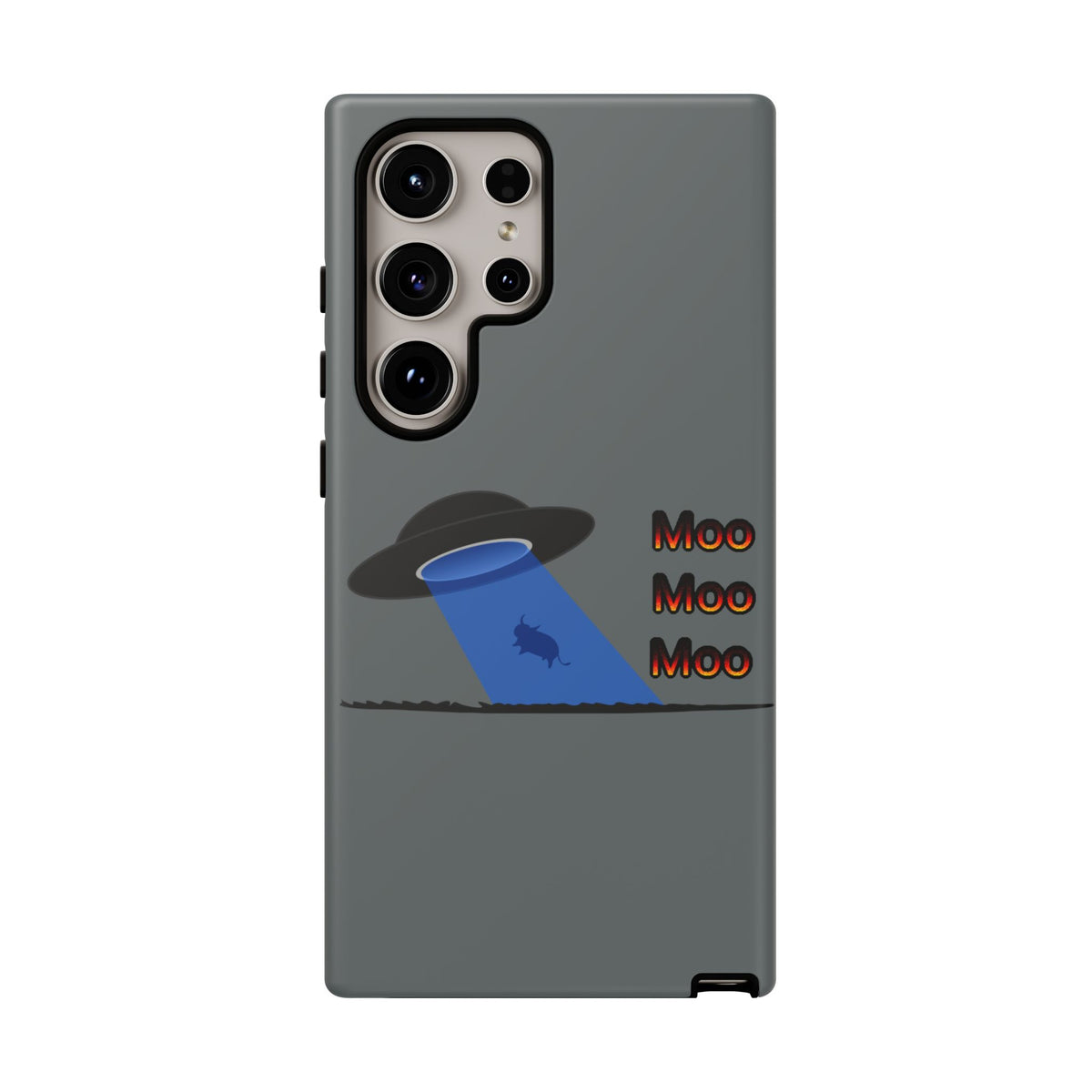 Phone Case — Funny UFO Cow Abduction Design with “Moo Moo Moo”