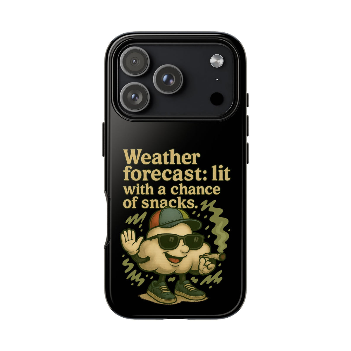 Phone Case — "Weather Forecast: Lit with a Chance of Snacks" Retro Graphic