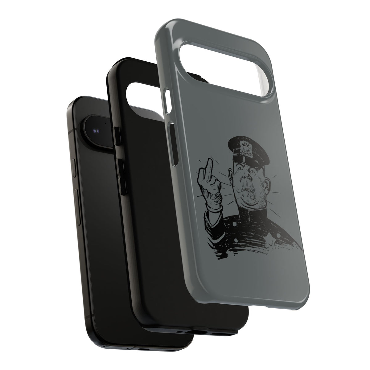 Vintage Cop Middle Finger Phone Case — Edgy Retro iPhone Protective Cover