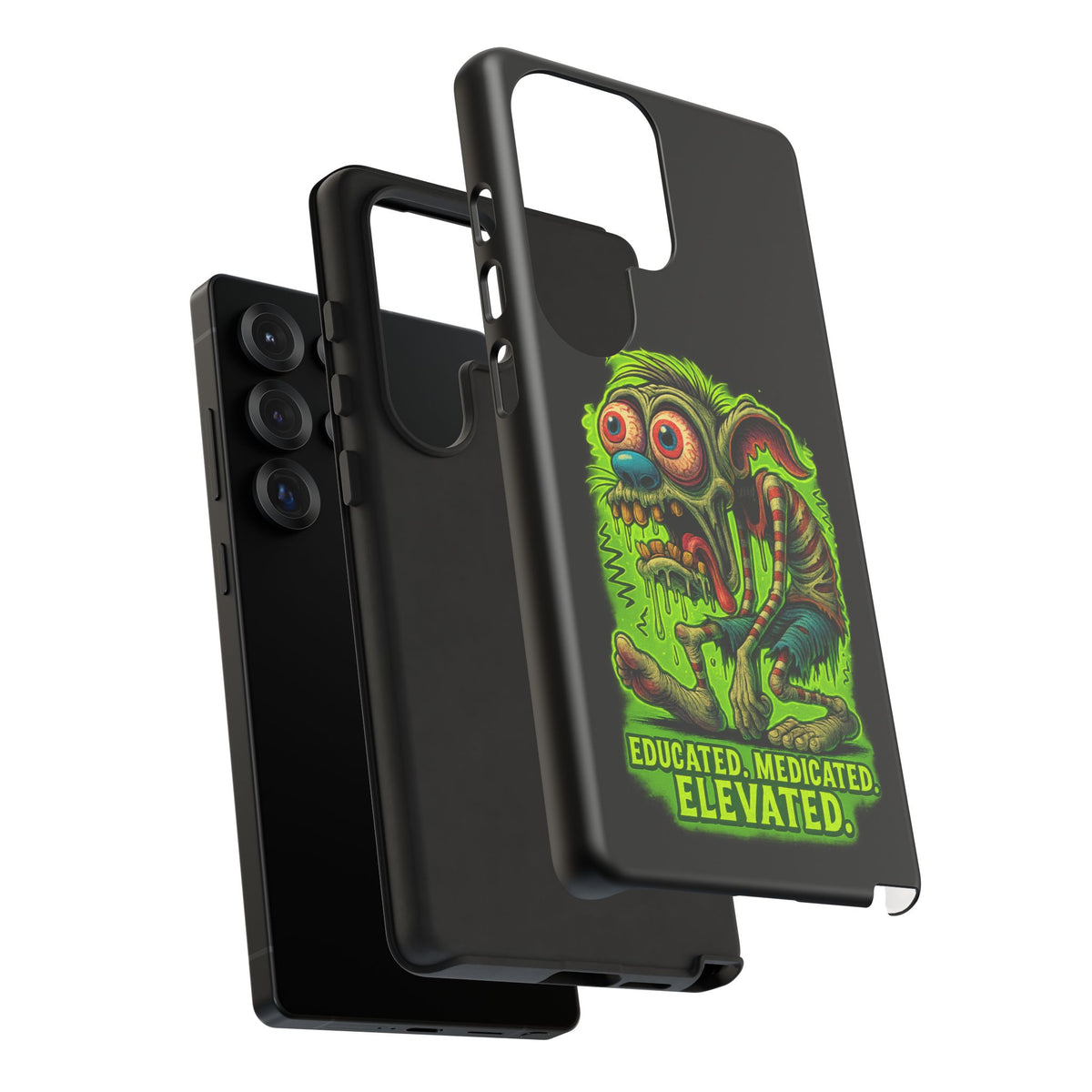 Phone Case — "Educated. Medicated. Elevated." Neon Monster Design