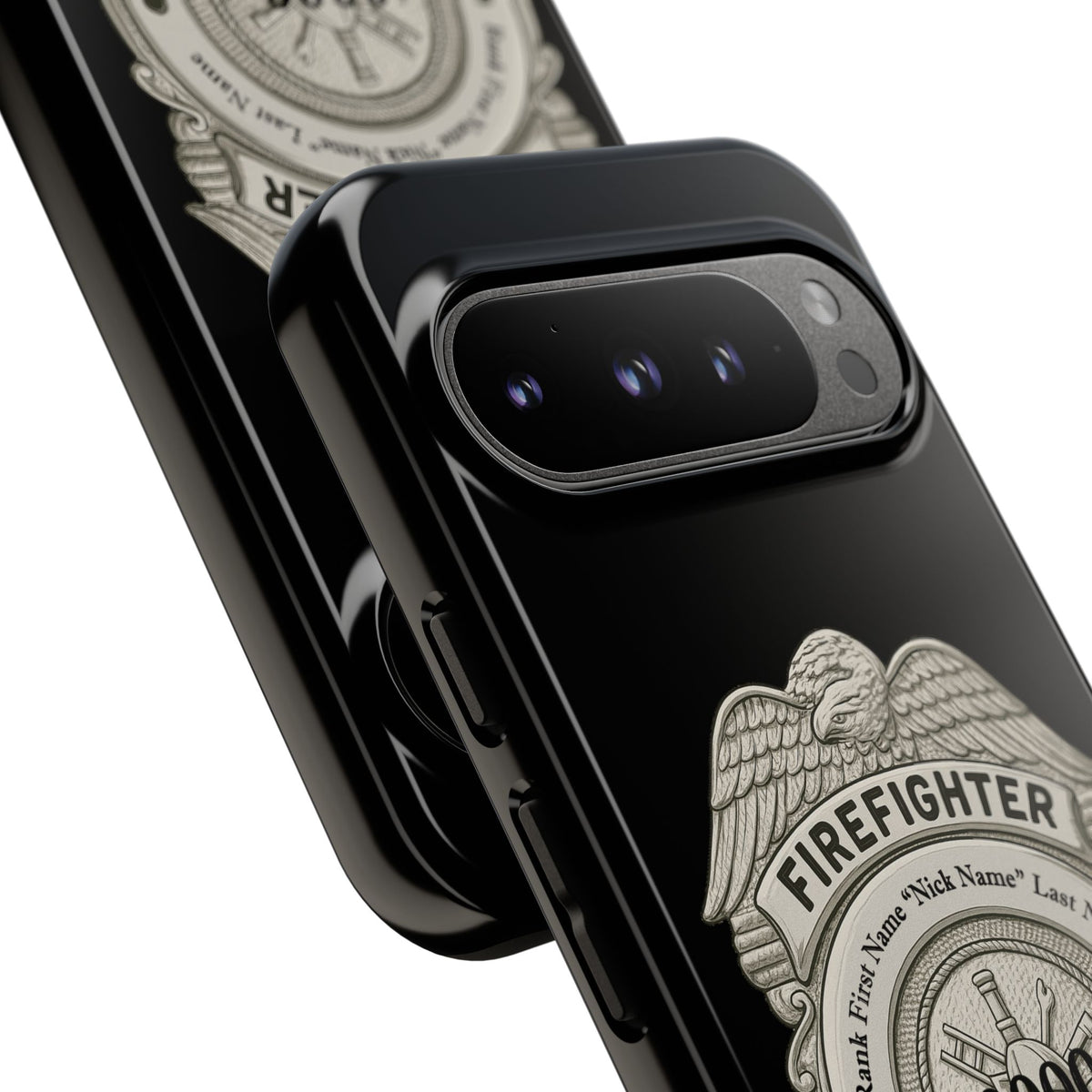 Firefighter Badge Tough Phone Case — Personalized Station Number Design