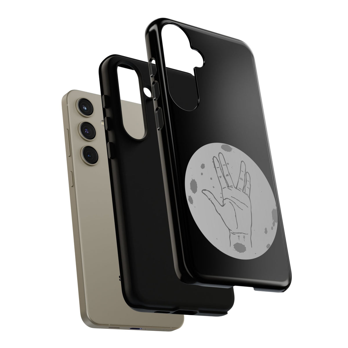 Spock Live Long Phone Case — Vulcan Salute Moon Graphic