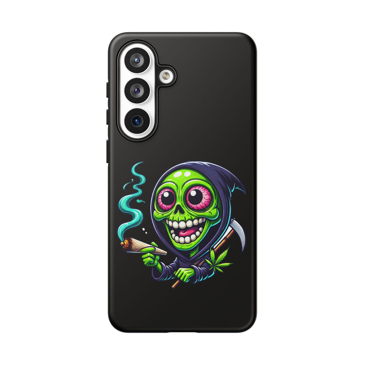 Grinning Stoner Grim Reaper Phone Case – Cannabis Skull iPhone Cover