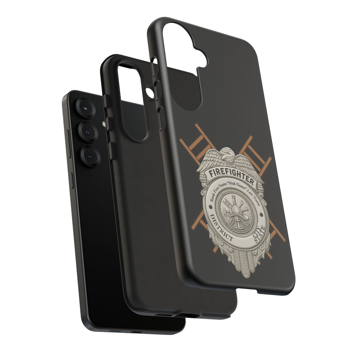 Firefighter Badge Tough Phone Case — Firefighter Helmet & Ladders Protective Case