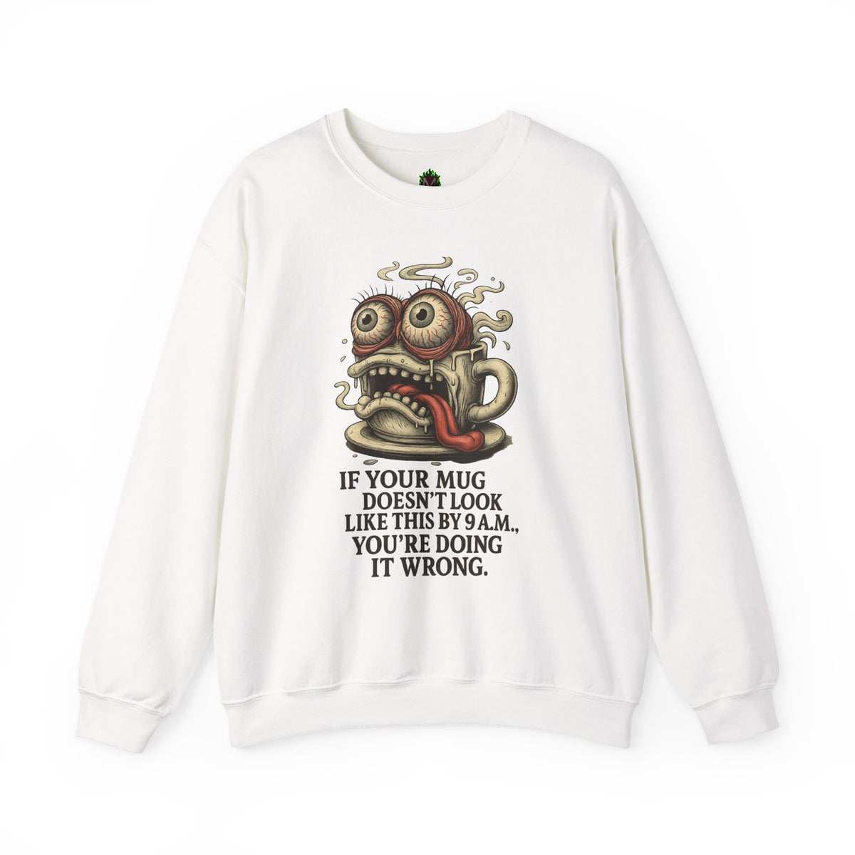 9 A.M. Coffee Mug Face Crewneck Sweatshirt