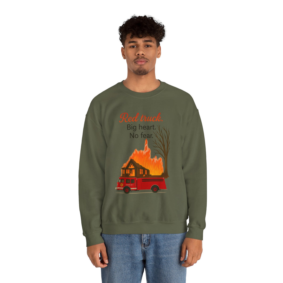Red Truck Big Heart No Fear Crewneck Sweatshirt