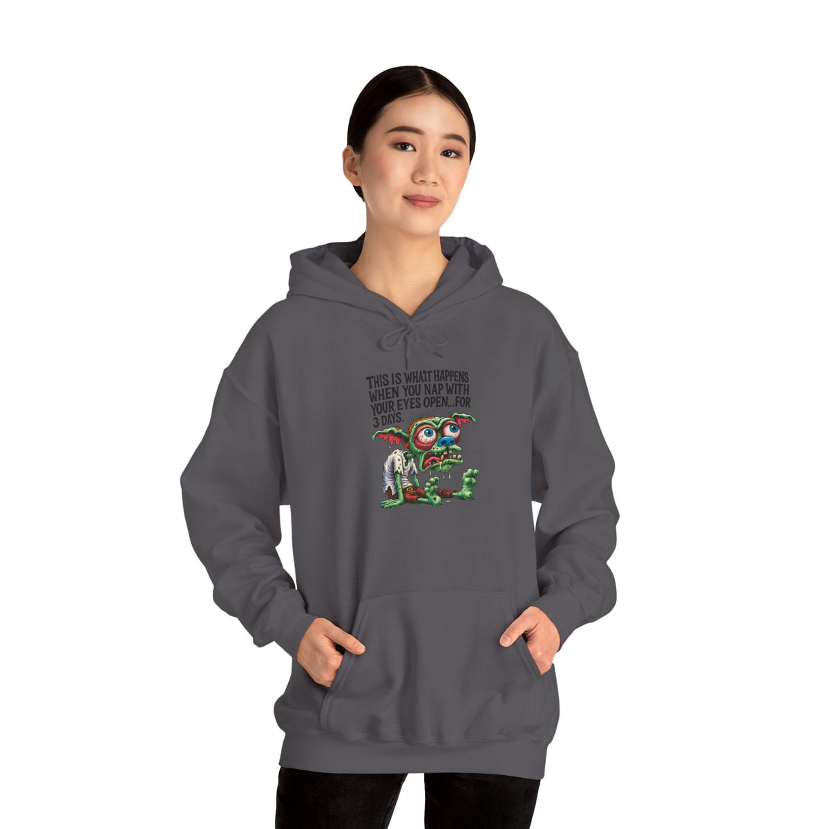 Cute Monster Hoodie with "This Is What Happiness Looks Like When You May Have Your Wings Open..." — Whimsical Gift Pullover