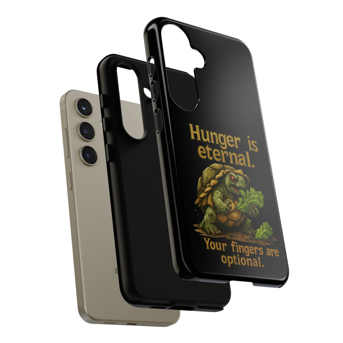 Phone Case — 'Hunger Is Eternal, Your Fingers Are Optional' Turtle Snack Graphic