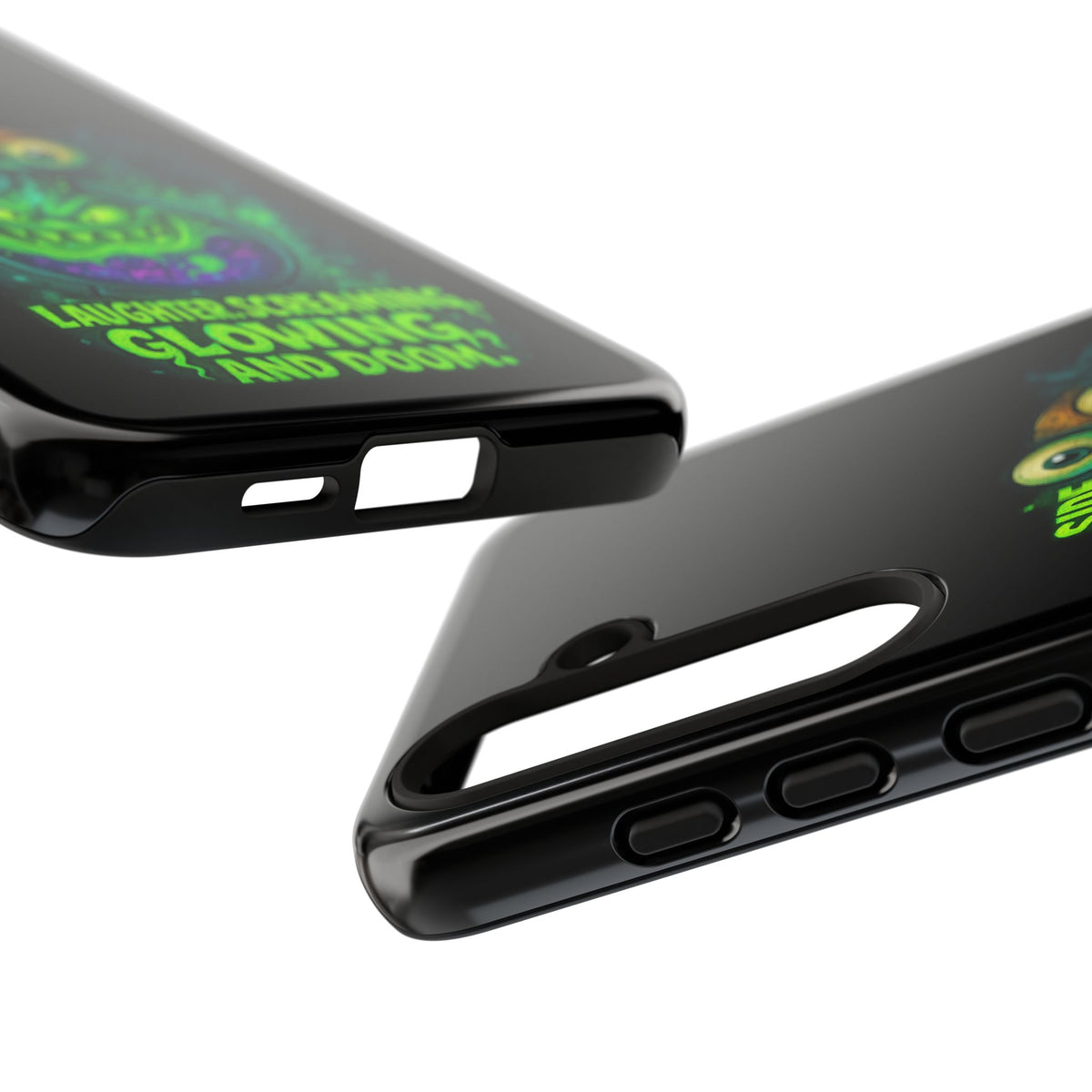Phone Case — 'Side Effects May Include Laughter, Screaming, Glowing, and Doom' Neon Monster