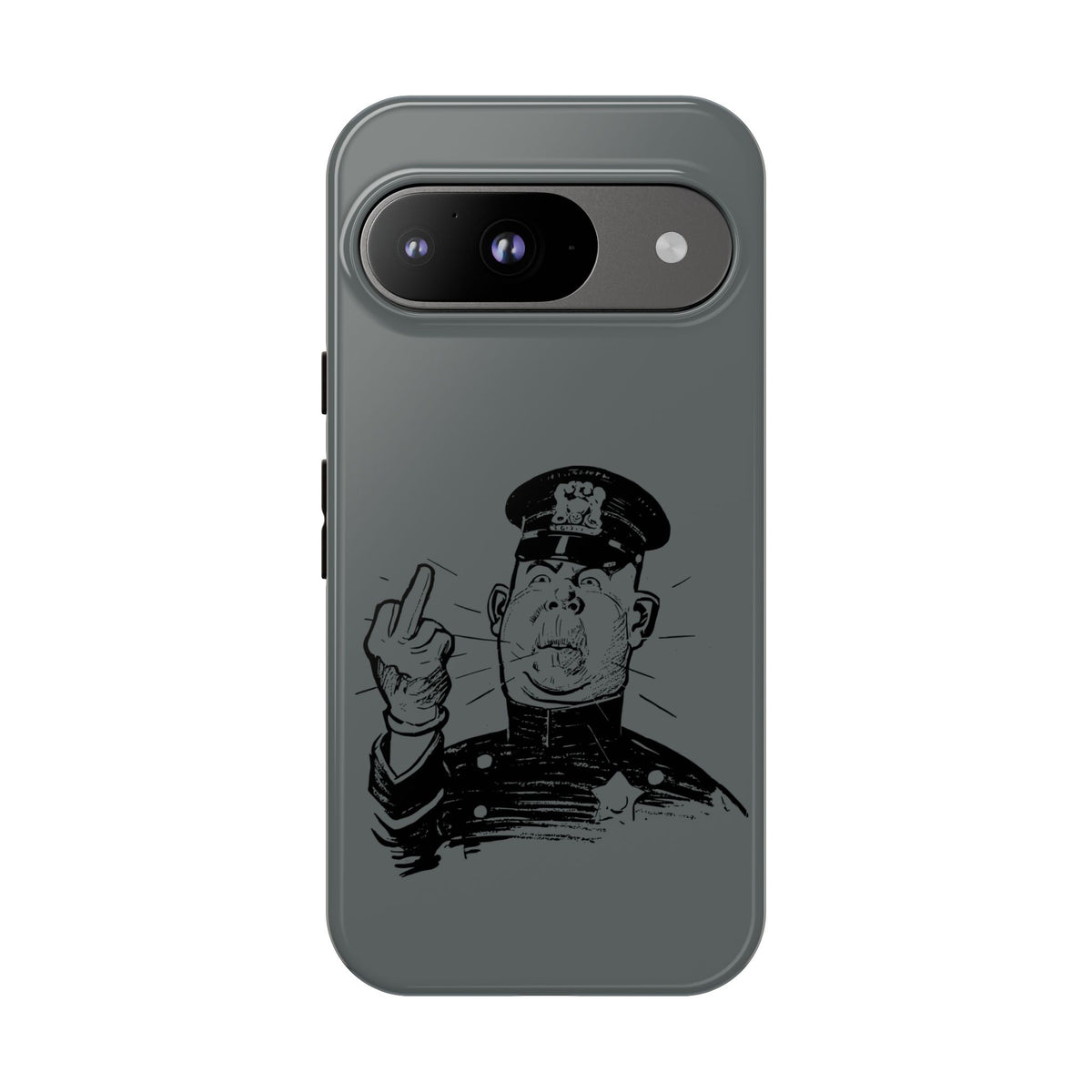 Vintage Cop Middle Finger Phone Case — Edgy Retro iPhone Protective Cover