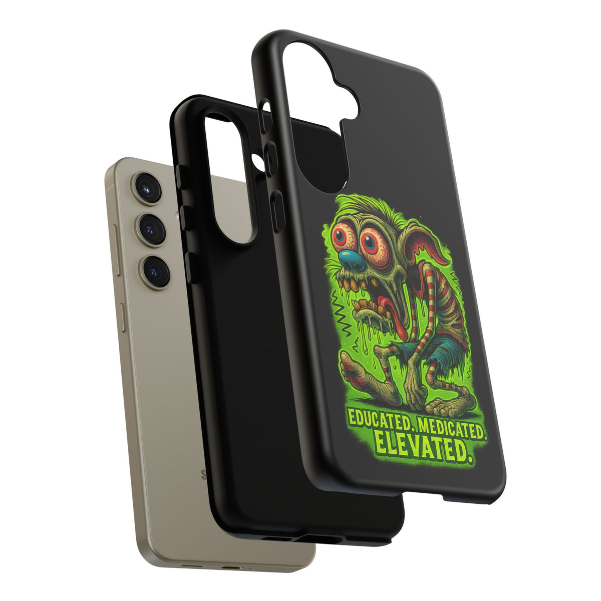 Phone Case — "Educated. Medicated. Elevated." Neon Monster Design